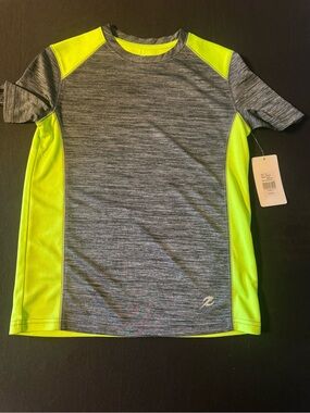 Energy Zone Gray Heather & Neon Yellow Kids Performance Tee
